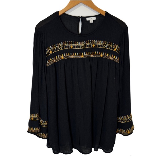 J. Jill Tops - J. Jill Black Blouse with Gold Embroidery